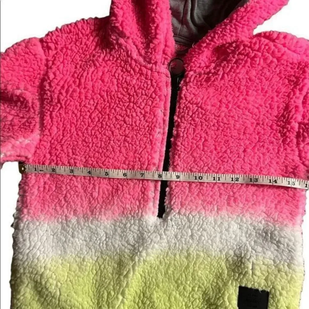 Justice 1/2 zip‎ fuzzy pullover hooded sweatshirt size small 7/8